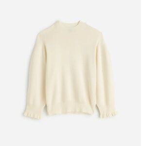 NWT Madewell Merino Wool Ruffle Mockneck Sweater ivory size small